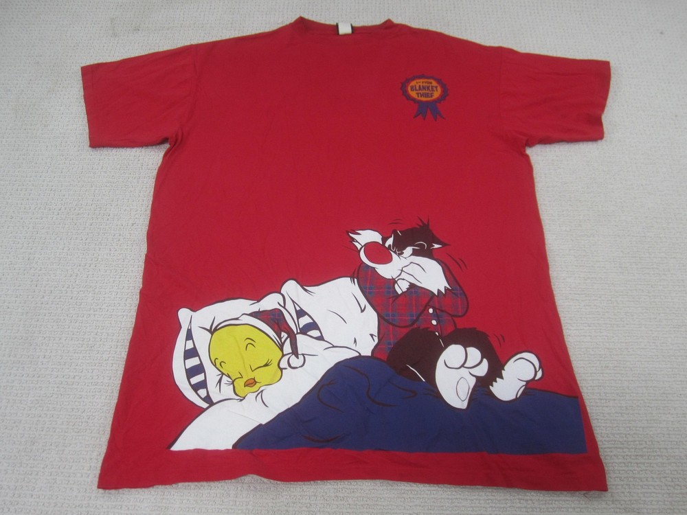 Vintage Looney Tunes Shirt Mens One Size Red Tweety Sylvester Warner Bros 90s