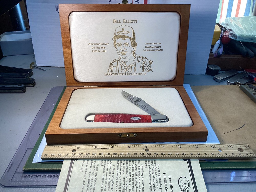 Case XX Coke Bottle Knife Red BONE Bill Elliott NASCAR  In Display Box. 1988