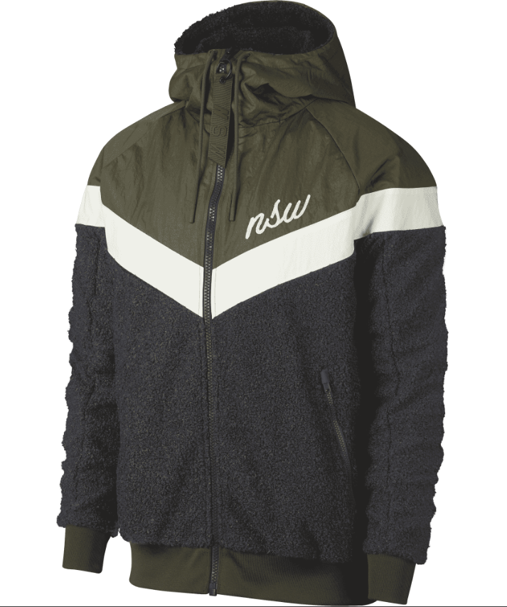 Nike Sportswear NSW Sherpa Windrunner Full Zip Jacket Men Size M 930316-395 Black $200