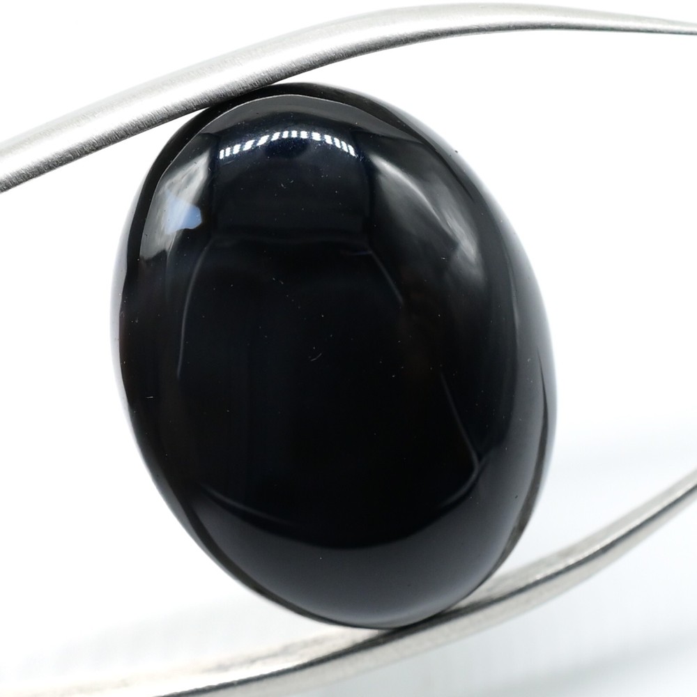AAA+ Quality Natural Black Onyx Cabochon Faceted Gemstone 38Ct 25x24mm R-62  