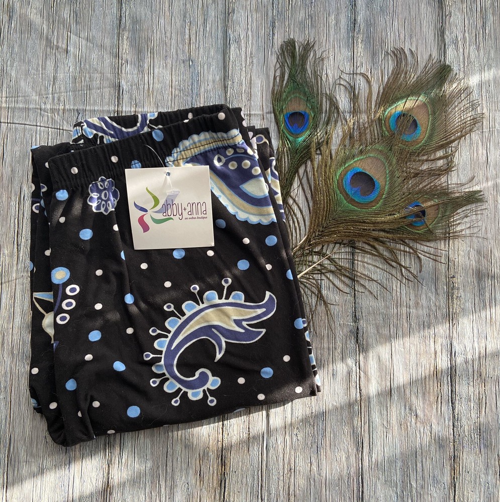 Abby Anna Oversized Leggings with Elastic Band in Navy Blue Print-image