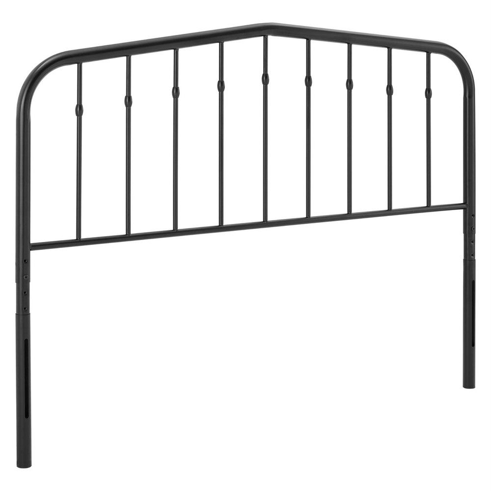 Lennon Queen Metal Bed Frame Headboard in Sleek Black  