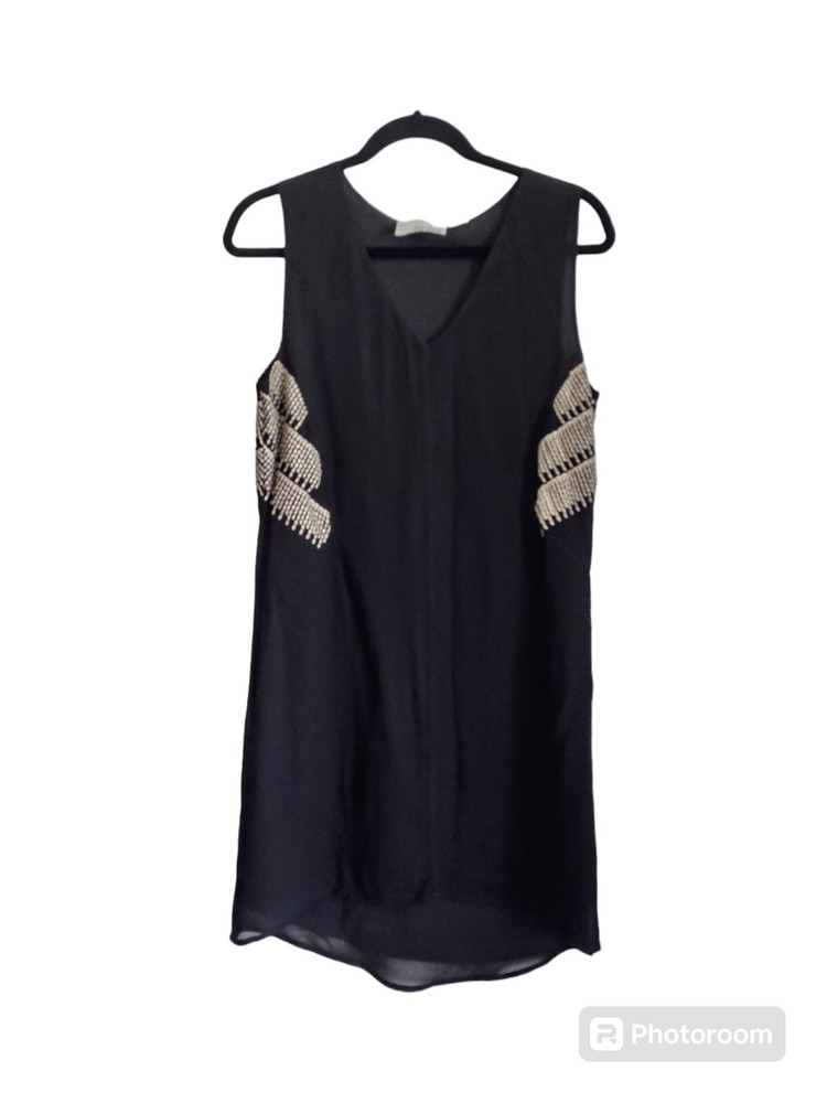 Anthropologie By Chloe Oliver Women's Black Sleeveless Embroidered Dress Small