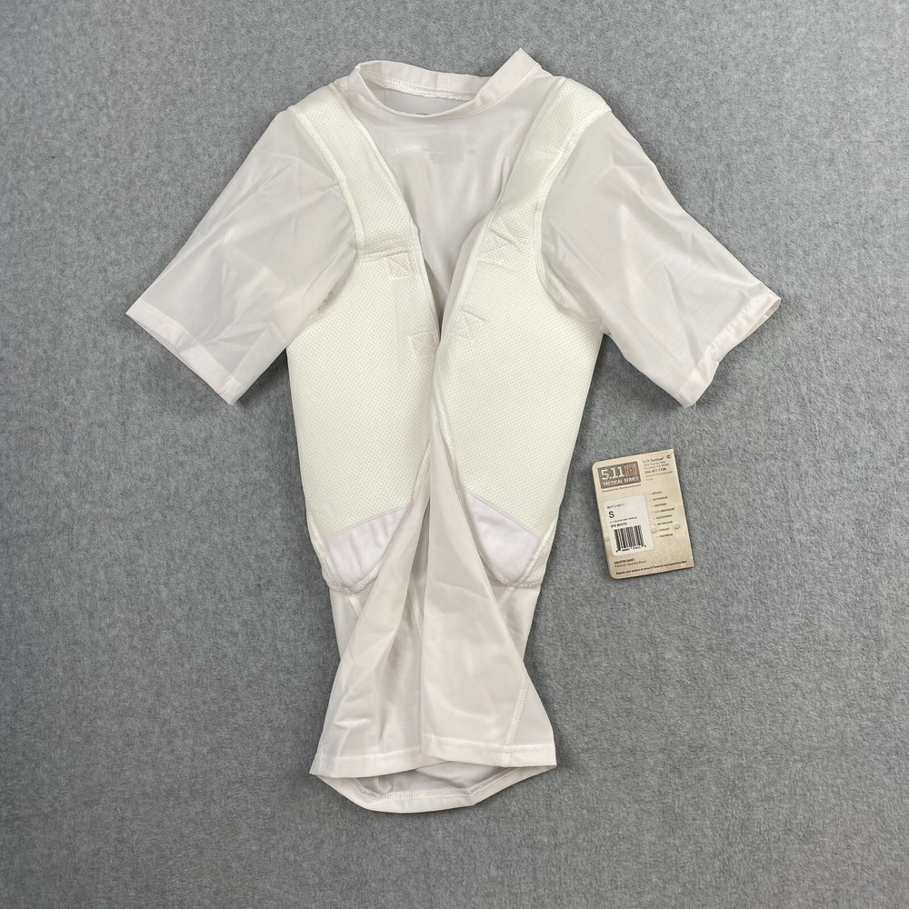 Men's S 5.11 Tactical Holster Shirt White Top Short Sleeve Padded Compression