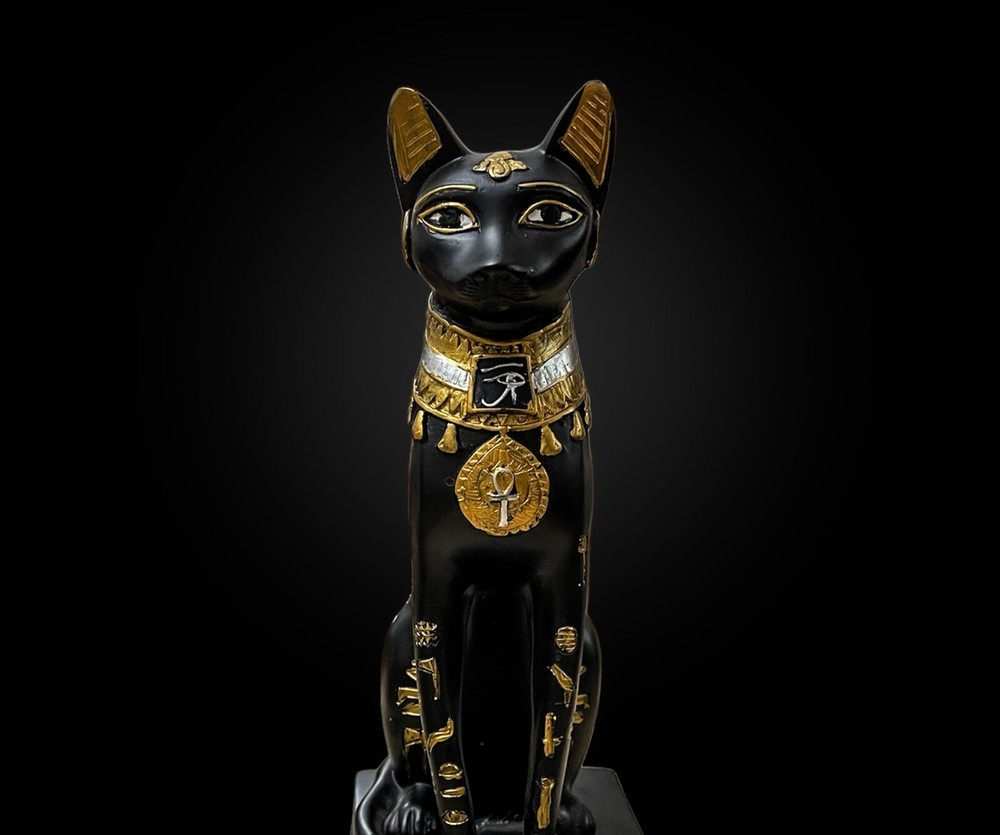 Egyptian Cat Goddess Bastet Statue with Eye of Horus and Scarab ,Egyptian Statue