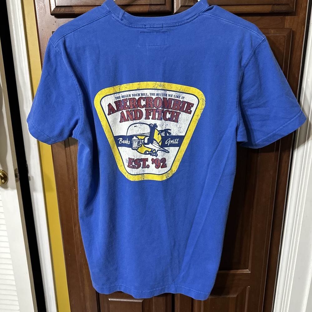 Abercrombie & Fitch Muscle T-Shirt Mens Size Small Beaks Grill, Blue-image