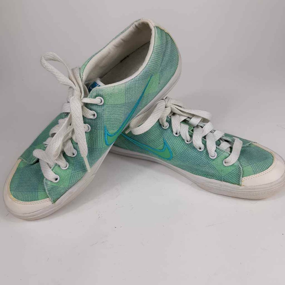 Nike Womens Fashion Sneakers Shoes Blue Green Plaid 402289 Canvas 8 M