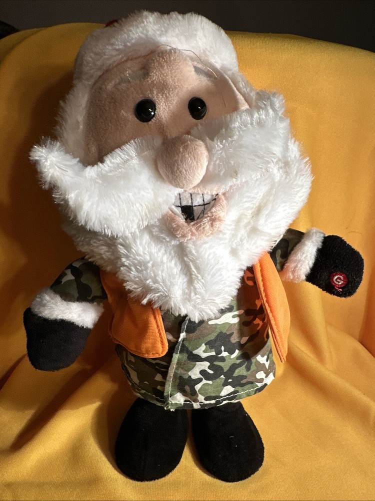 Vintage Animated Camo Santa , Dances To The Music , Sings Twelve Days Of Christm
