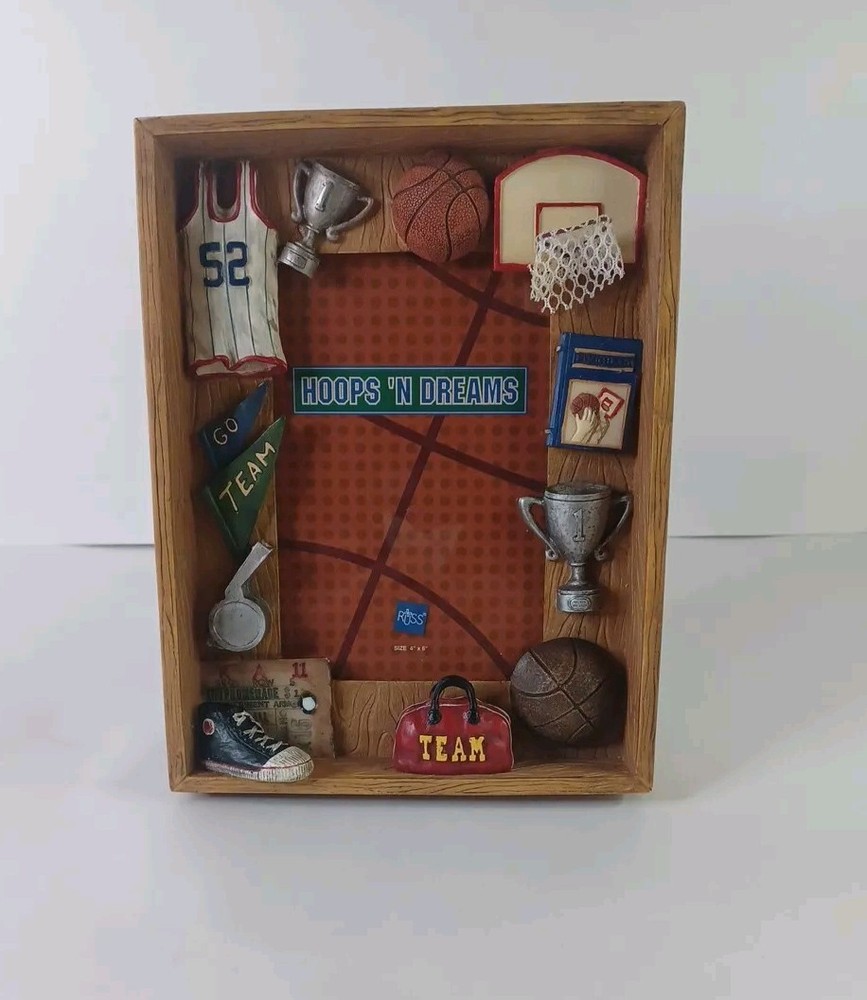 Handpainted Hoops ‘n Dreams” 3D basketball shadowbox photo frame by Russ Berrie.