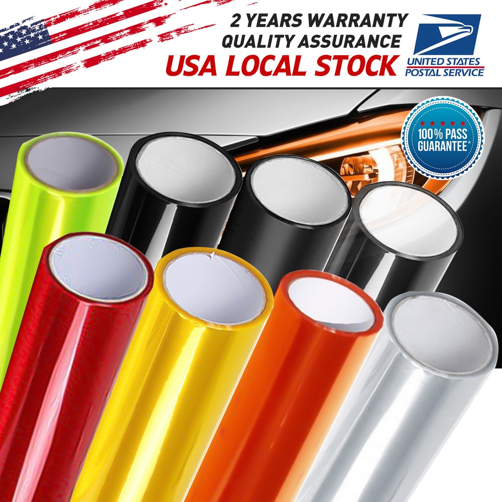 8-Color Gloss Vinyl Headlight Taillight Fog Light Tint Film Easy Install