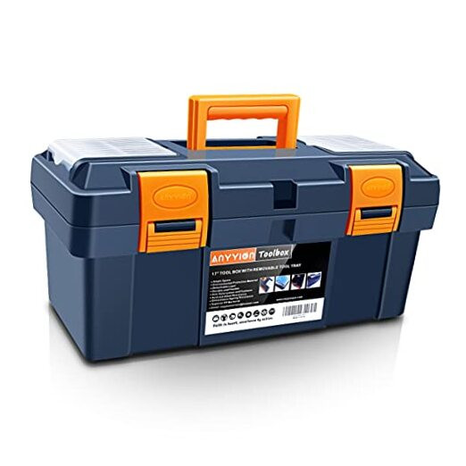 16.5-inch Tool Box with Removable Tray, Small Parts Box On The Lid is