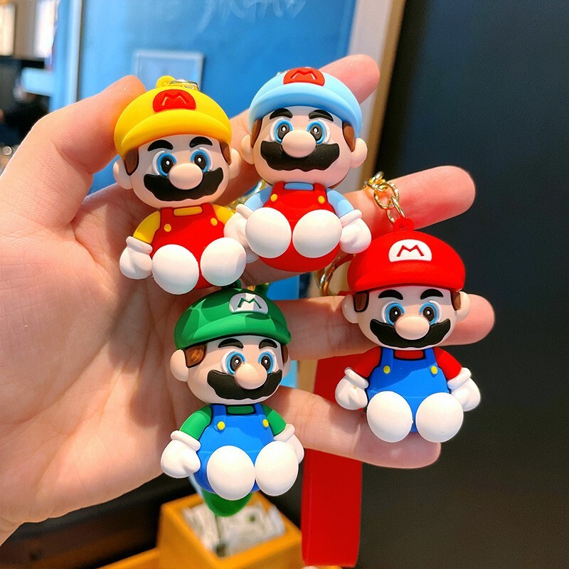 Mario Keychain Car Accessories Cartoon Keychain Key Ring Cartoon Bag Pendant