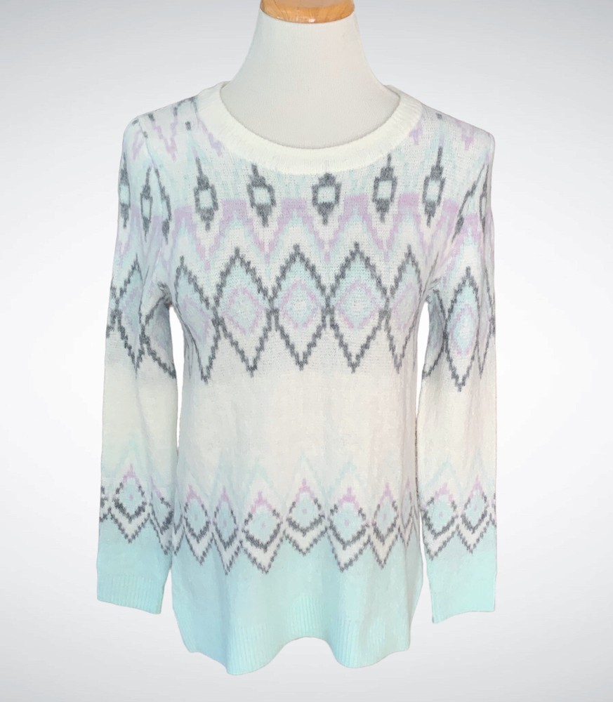 NWT GAP  Pastel Pullover Sweater Diamond-Pattern Long-Sleeve, Size XS