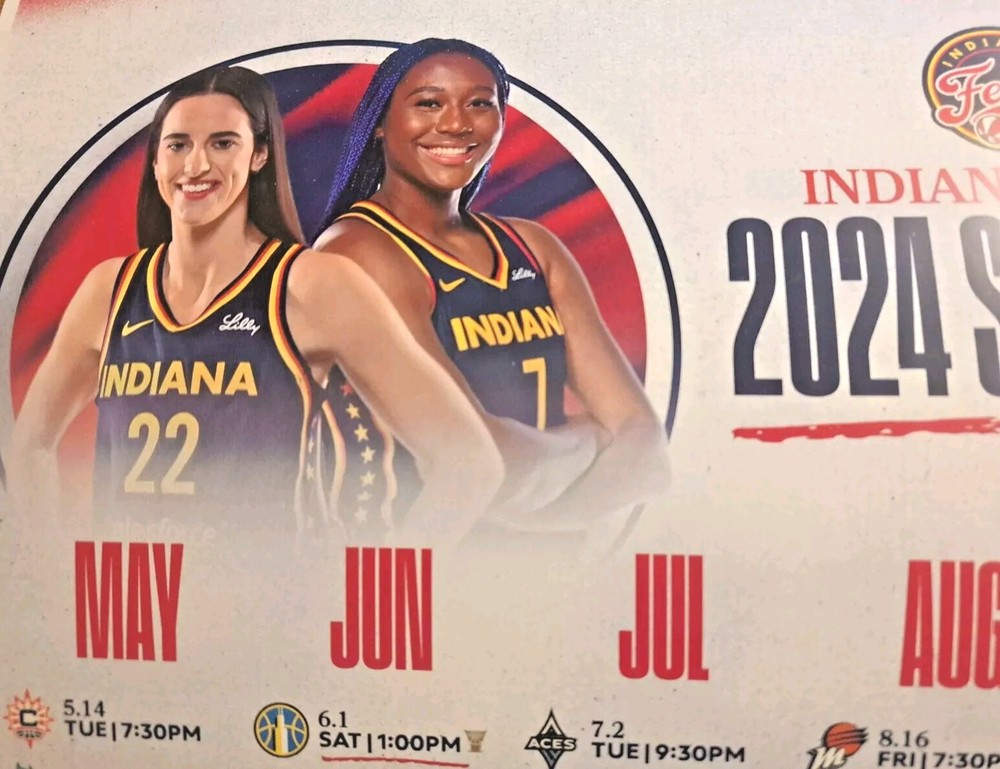 2024 Indiana Fever Schedule Poster Caitlin Clark Aliyah Boston 19x13.25-image