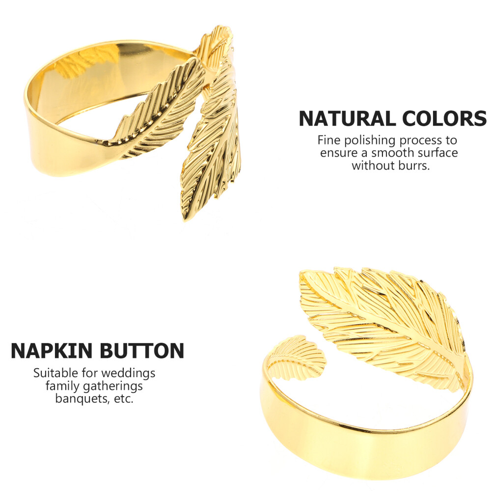 2 PCS Silver Leaf Napkin Rings Dinner Party Decoration Delicate Holder Bride