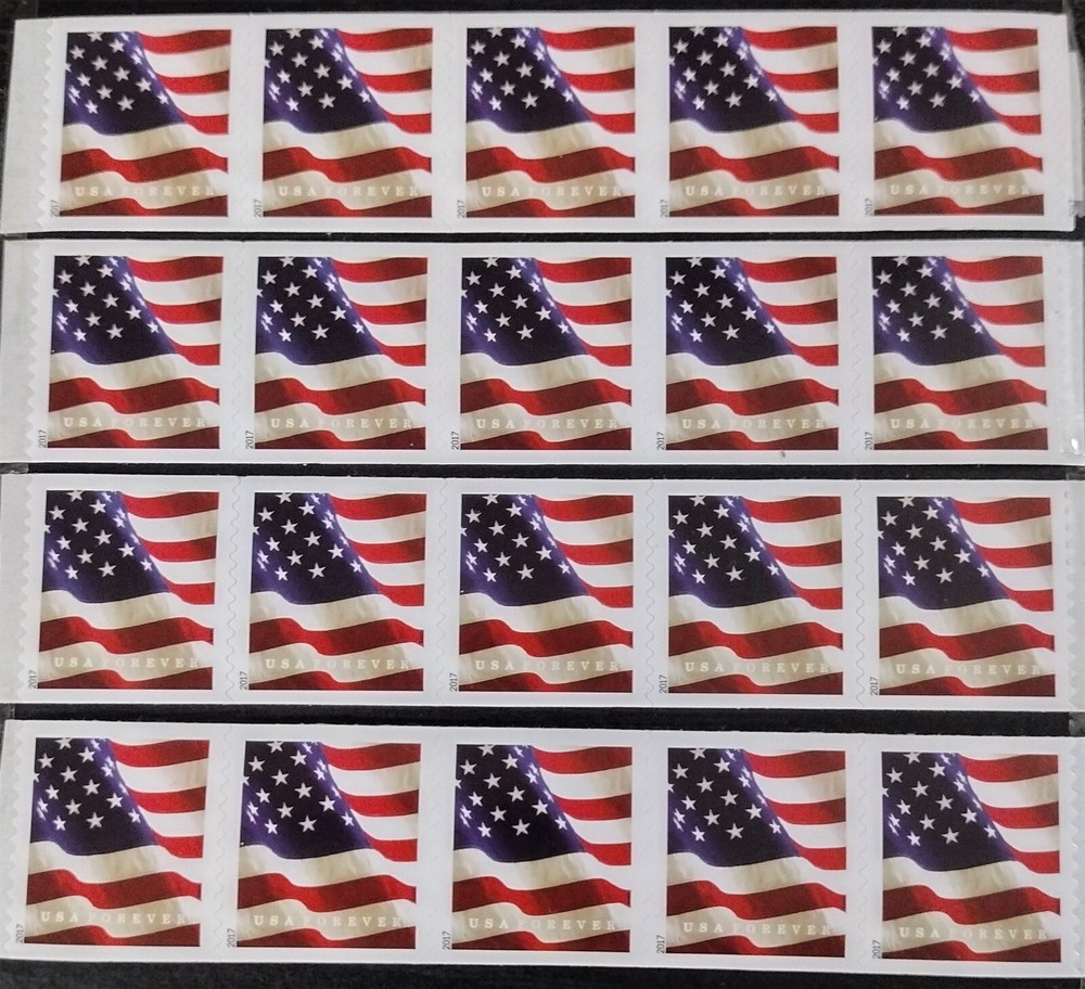 2017 Forever, US Flag, Coil strip of 20 pcs First Class Mail for 1 oz letters 🔥