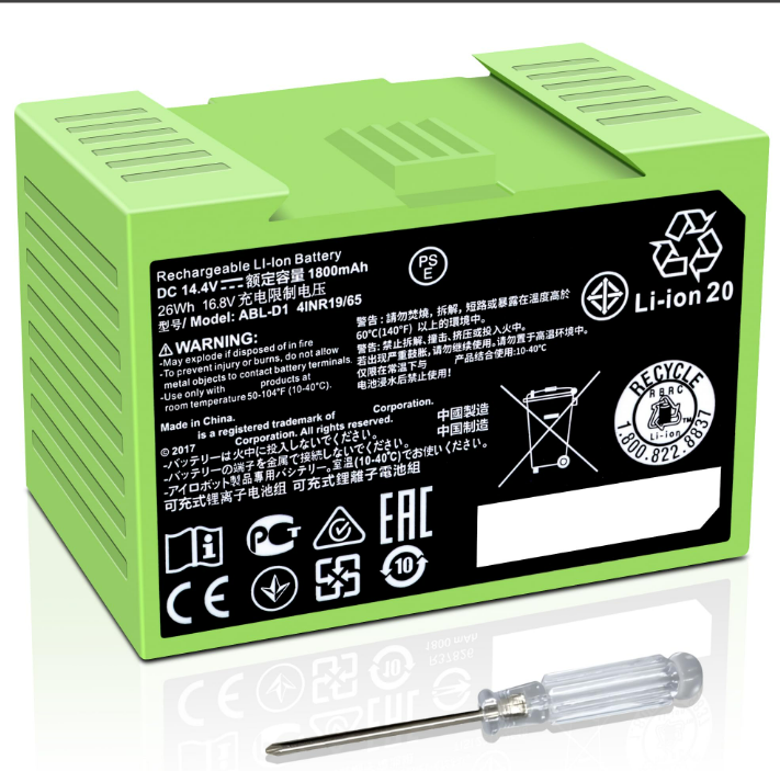 ABL-D1 1800mAh Replacement Battery for iRobot Roomba e5 e6 i3 i4 i5 i6 i7+ i8 j5+ J6 J7+ Robots-image