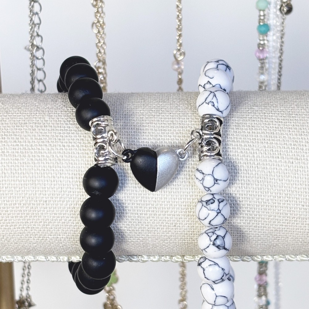 Couples Bracelet Set with Heart Magnets - Relationships Bracelet