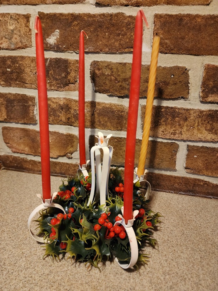 Vintage Lenox Candle Inc Christmas Holly Tabletop Candelabra