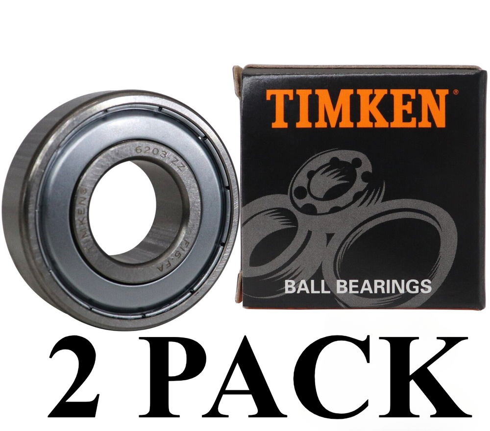 New 2 PACK 6203-2Z 17X40X12MM TIMKEN Double Metal Sealed Bearings