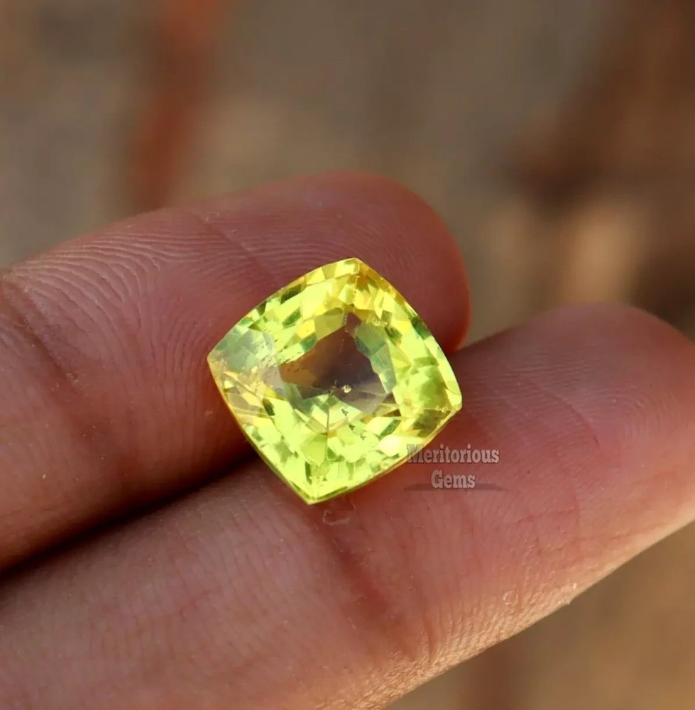 10-11 Ct Natural Yellow Sapphire Loose Gemstone EGL Certified Cushion Cut