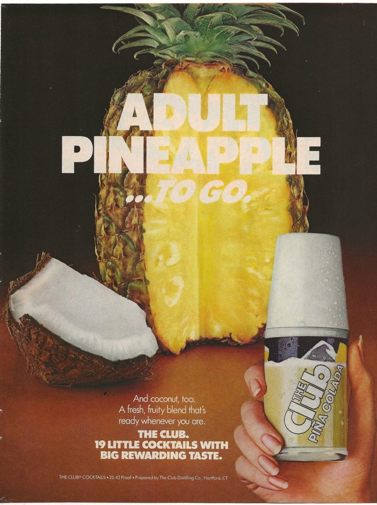 Vintage Print Ad The Club Pina Colada - Adult Pineapple...To Go - Dec 1981-image