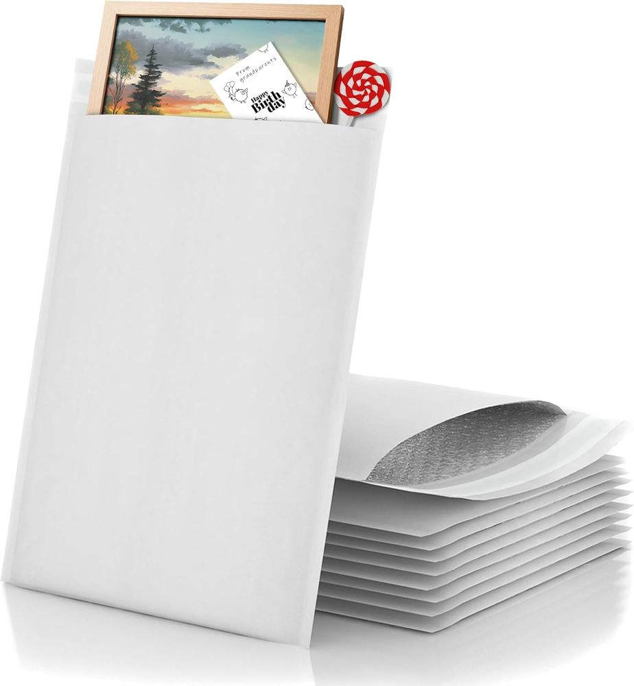 ABC Kraft Bubble Mailers 12.5x18 Inches - Pack of 10 White Shipping Envelopes-image