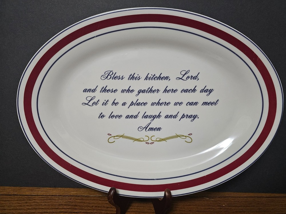 VINTAGE ABBEY PRESS BLESS THIS HOUSE OVAL SERVING PLATTER-image
