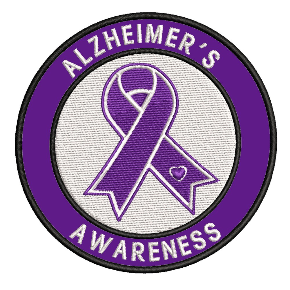 Alzheimer's Awareness Support Ribbon Patch Embroidered Iron-On Applique