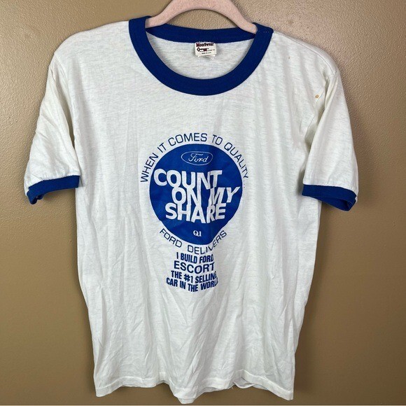 Vintage Ford Ringer Tee Made in USA Men's Large Size L