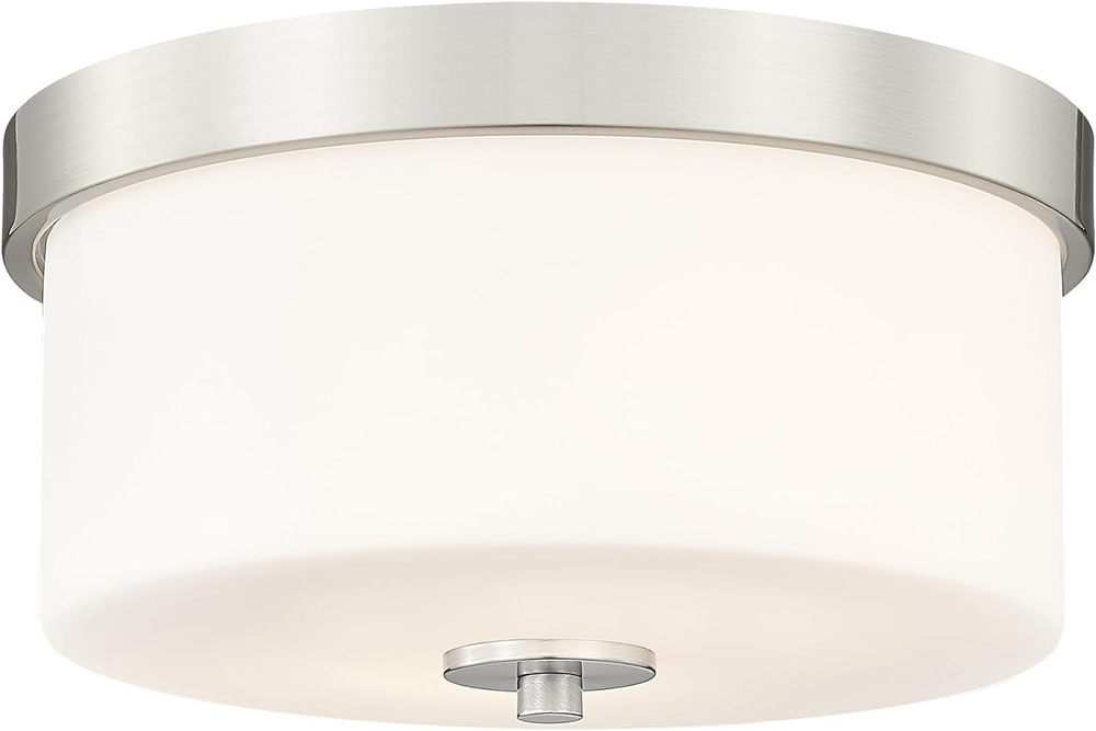 Brushed Nickel Ceiling Light Fixture, Modern Flush Mount Light Fixture with Milk