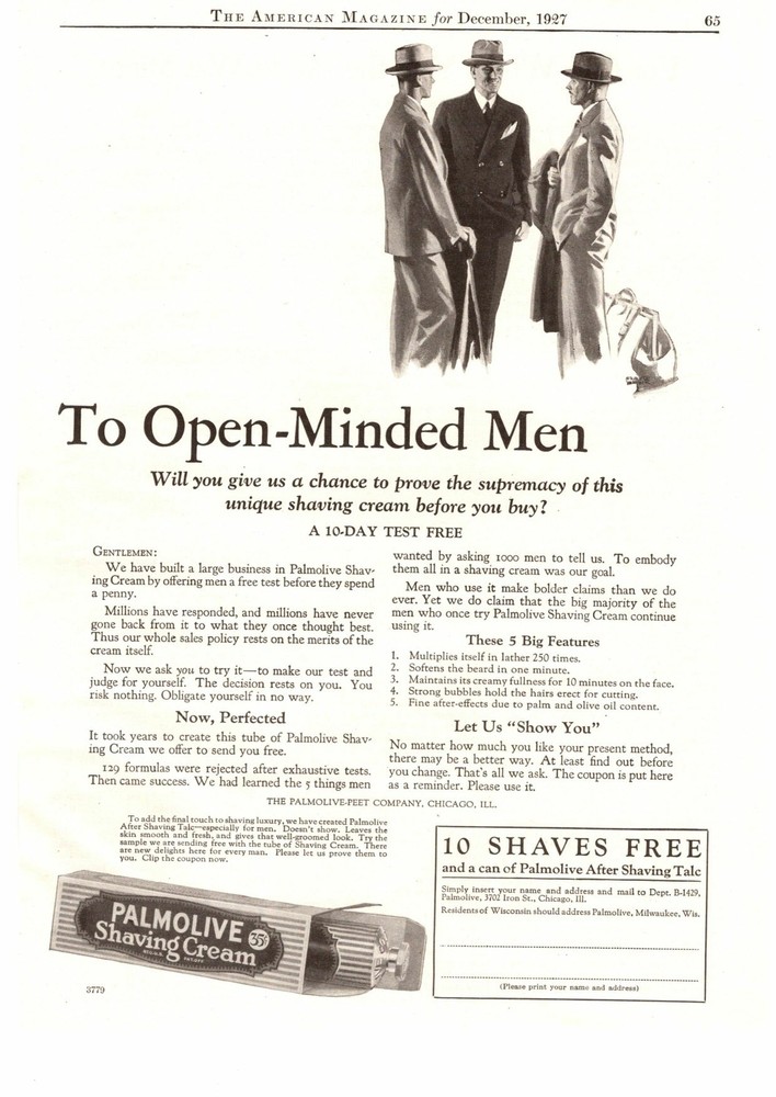 1927 Palmolive Peet Company Chicago IL Shaving Cream 