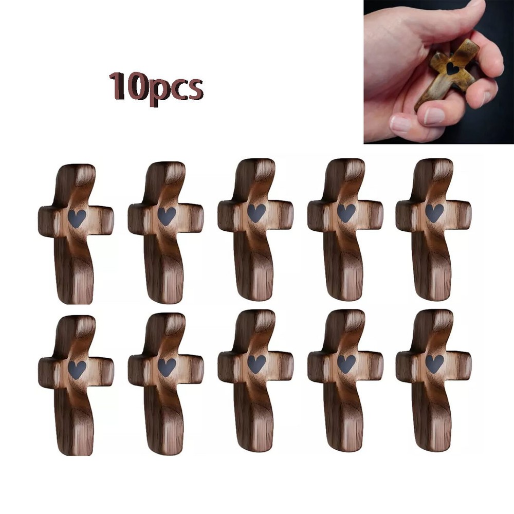 10X Jesus Cross My Heart Encouragement Gift Handheld Wooden Cross with Epoxy He