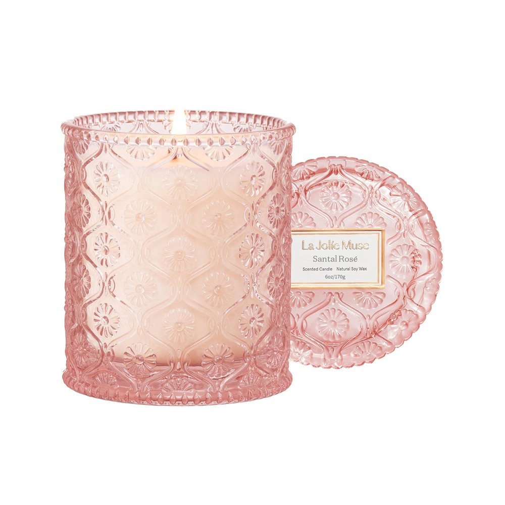 Sandalwood Rose Scented Candle for Women - Romantic Valentine's Day Gift
