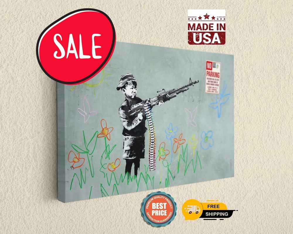 Child Soldier Canvas Print Banksy Graffiti Wall Art Los Angeles Decor