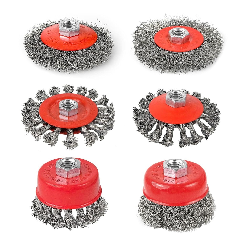 6 Pack Wire Wheels for 4 1/2 Angle Grinder, Cup Brush Wheel Set,...
