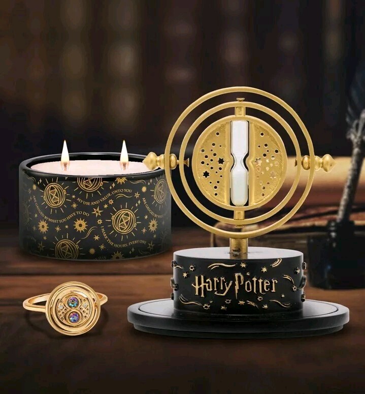 Harry Potter Time Turner Candle Set with Jewelry Tray and Ring Collection