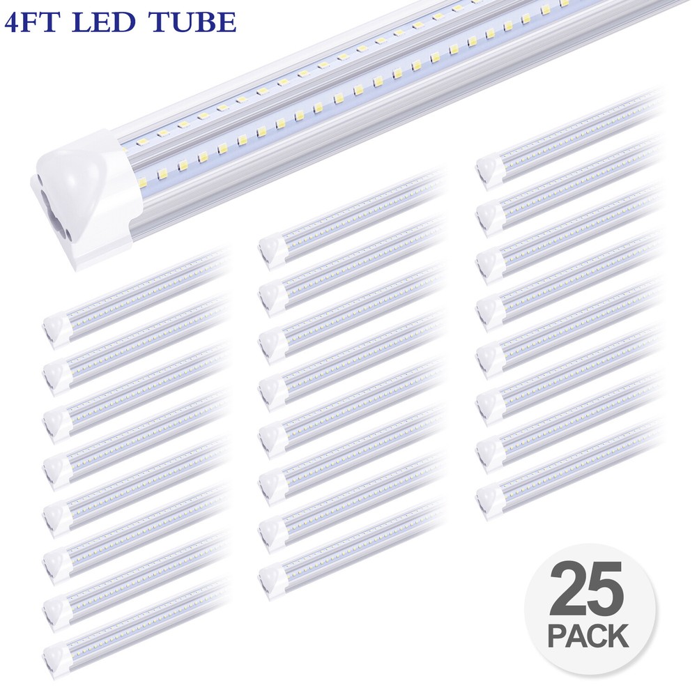 25 Pack Led Tube Light 4FT 36W T8 Integrated Led Shop Light Fixture Garage Light