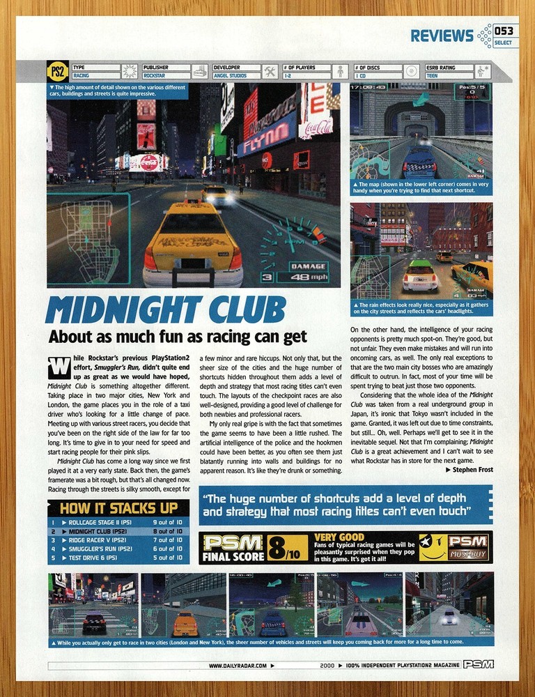 2000 Midnight Club PS2 Review Promo Art Poster Authentic Vintage Print Ad-image