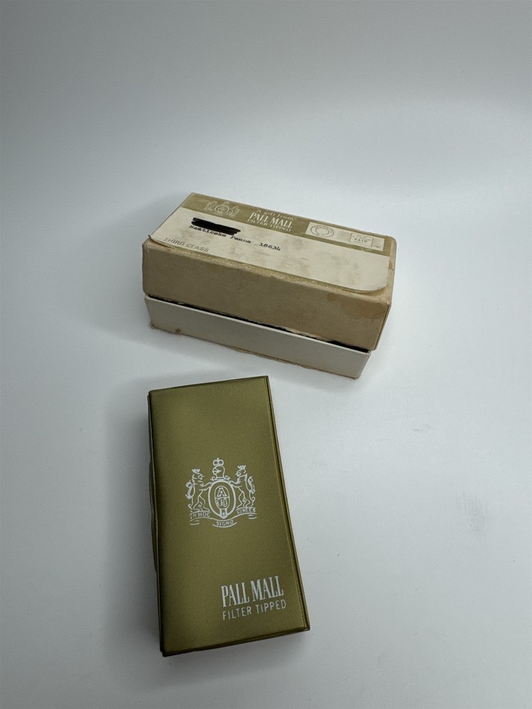 Vintage Pall Mall Filter Tipped Cigarette Pack Holder Gold Plastic /w Box