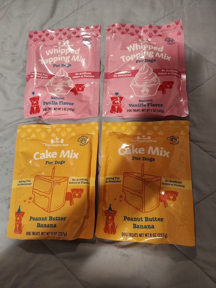 The Pawstry Cake Mix And Whipped Topping For Dogs Lot Of 4