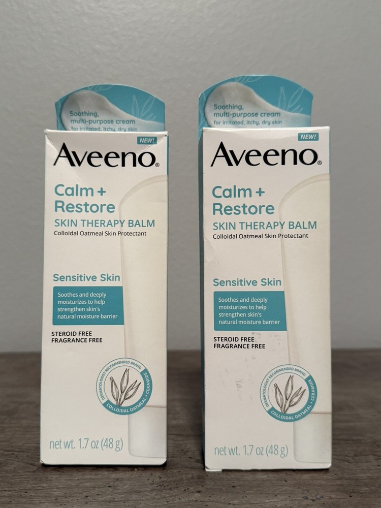 Aveeno Calm + Restore Skin Therapy Balm Sensitive (1.7oz/48g) Lot Of 2
