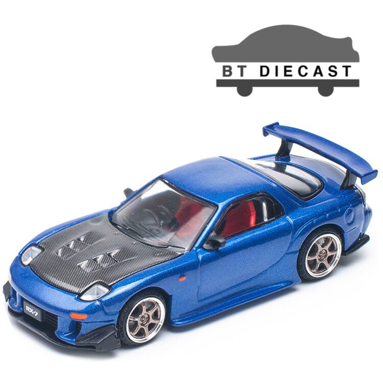POP RACE MAZDA RX7 RE AMEMIYA 1/64 DIECAST MODEL CAR BLUE PR640119
