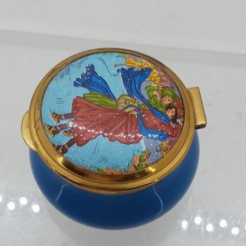 Vintage Staffordshire Old Hall Danbury Mint Brass & Enamel Trinket Box, 1978 VGC