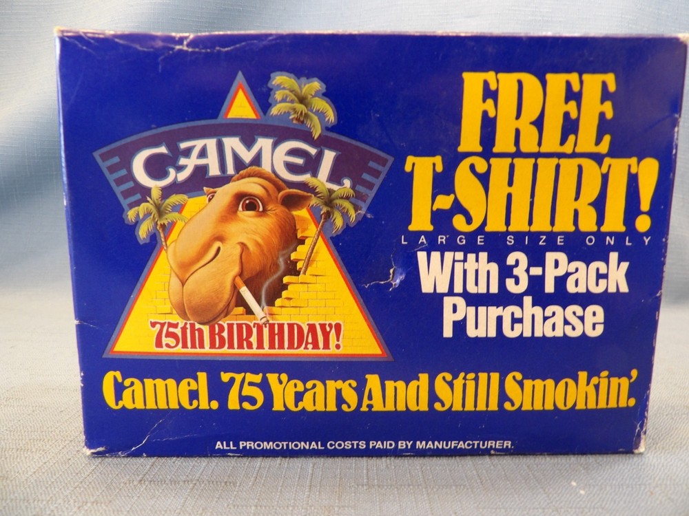 80s CAMEL JOE COOL SINGLE STITCH T-SHIRT ~ 75th BIRTHDAY ~ LARGE ~ NEW IN BOX