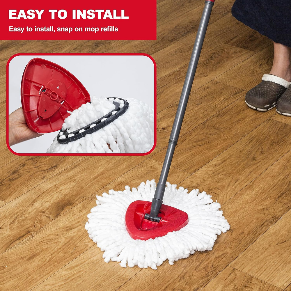 Spin Mop Replacement Heads – 4-Pack Spin Mop Refill Compatible with O-Cedar E...