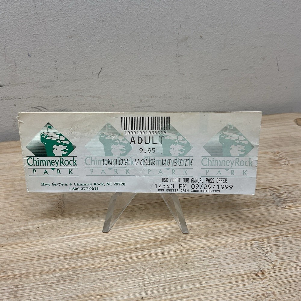 29 Sep 1999 Chimney Rock PARK Admission Ticket Stub Chimney Rock Nc S407