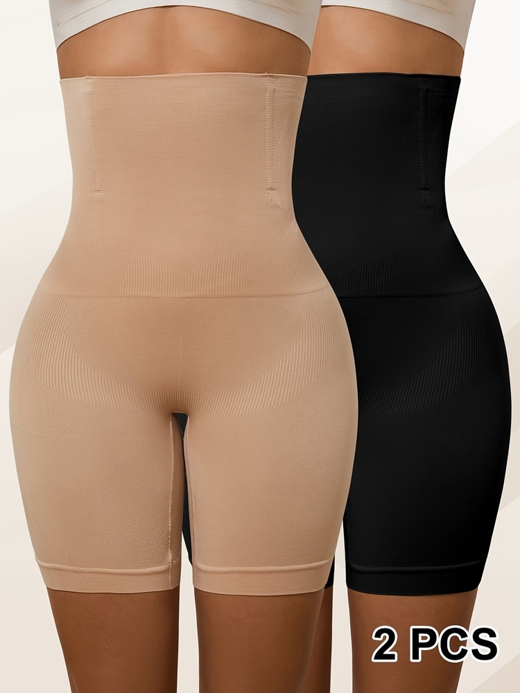 2-Pack High-Waisted Tummy Control Shapewear Shorts for Women Faja Body Shaper