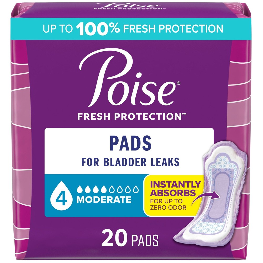 Poise Incontinence Pads for Women Moderate Absorbency 20 Count
