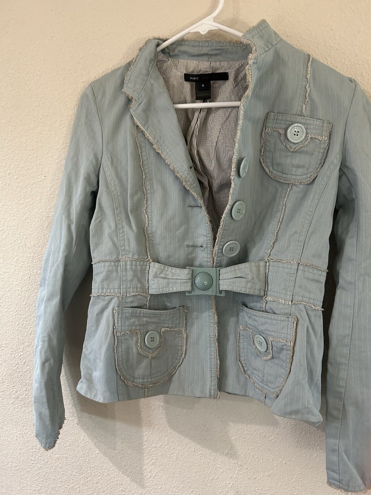 Marc Jacobs cotton blue jean jacket lined pockets sz 4